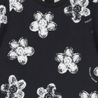 Younger Girls Black Flower Dress, 1, hi-res