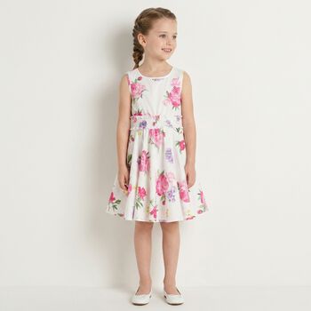 Girls White Floral Dress