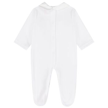 Baby Girls White & Pink Babygrow