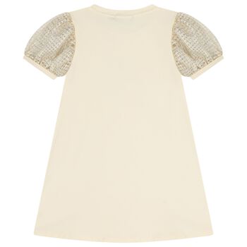 Girls Ivory & Gold Bag Dress