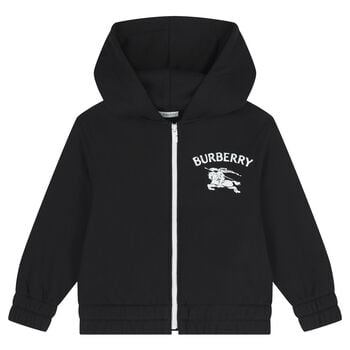 Boys Black EKD Logo Hooded Zip Up Top