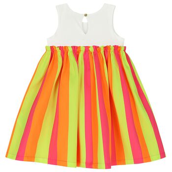 Girls Yellow & Pink Striped Dress