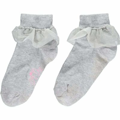 Girls Grey Logo Socks
