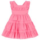 Girls Pink Tiered Dress, 1, hi-res