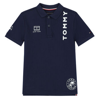 Boys Navy Logo Polo Shirt