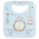 Blue & White Spring Bunny Baby Satin Bib, 1, hi-res