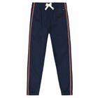Boys Navy Cotton Trousers, 2, hi-res