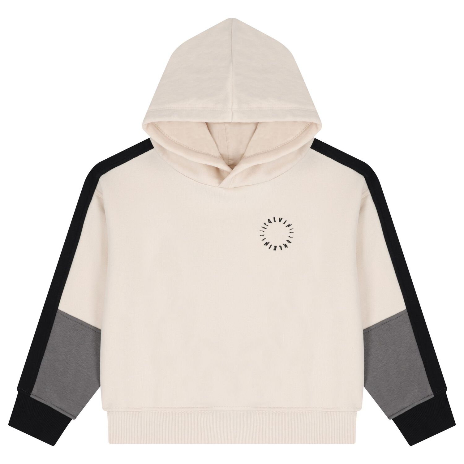 Boys Beige Logo Hooded Top, 1, hi-res
