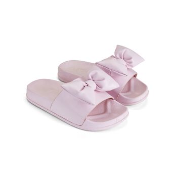 Girls Pink Bow Sliders