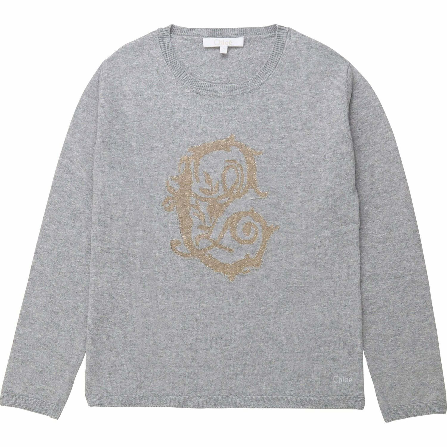 Baby Girls Grey Knitted Jumper, 1, hi-res image number null