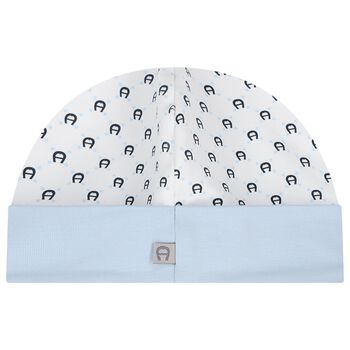 قبعة بشعار باللون  أزرق وأبيض للأولاد 