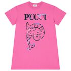 فستان بنات بالشعار باللون الوردي, 1, hi-res