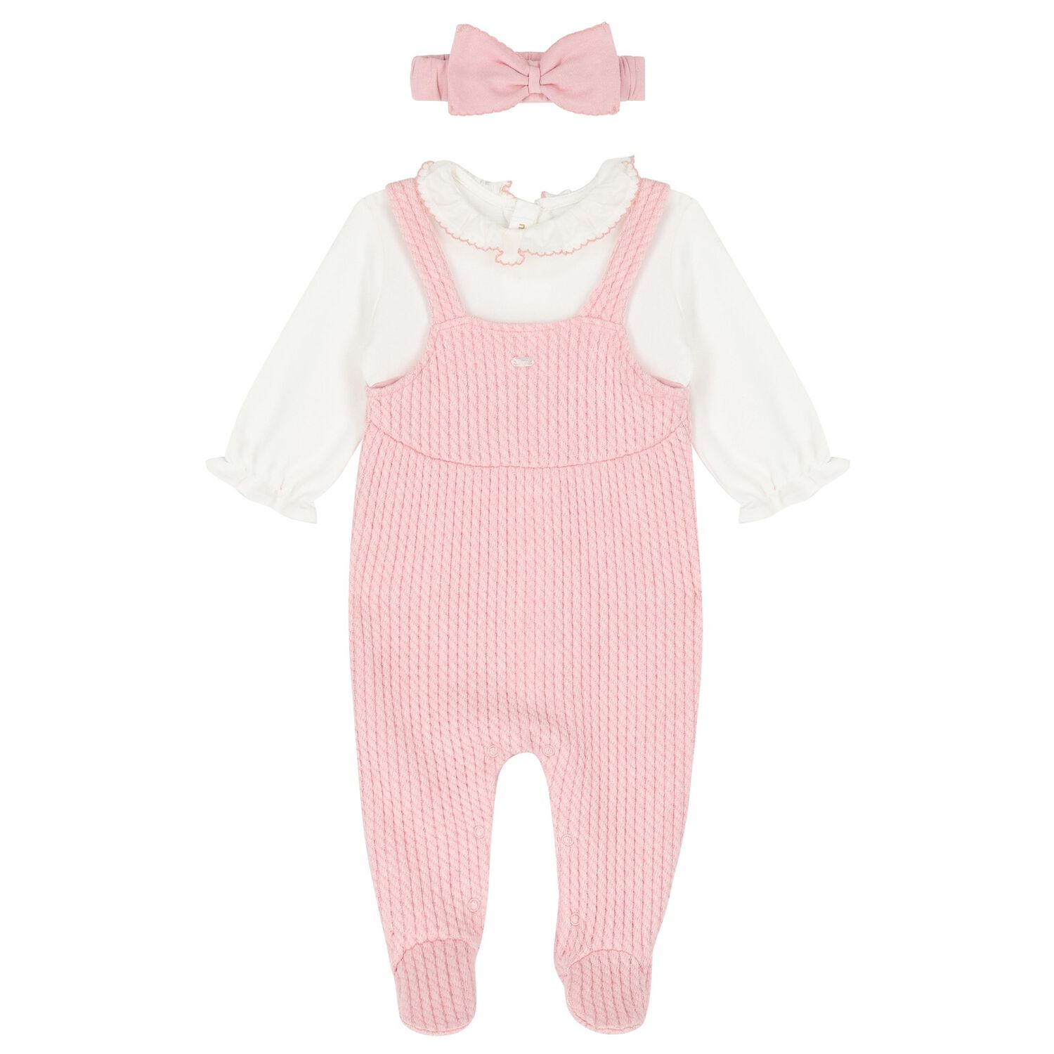 Baby Girls White & Pink Logo Babygrow Set, 1, hi-res