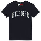 Boys Navy Logo Cotton T-Shirt, 1, hi-res