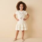 Girls Ivory Necklace Logo Dress, 1, hi-res