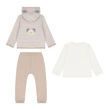 Baby Boys Beige & Ivory Teddy Bear Tracksuit ( 3 Piece )