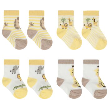 Baby Boys Yellow & White Socks ( 4-Pack )