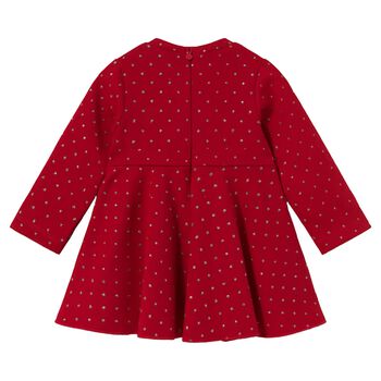 Younger Girls Red & Gold Polka Dot Neoprene Dress