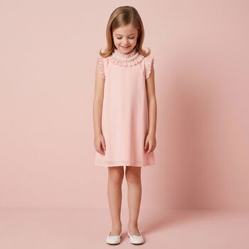 Girls Pink Ruffled Dress