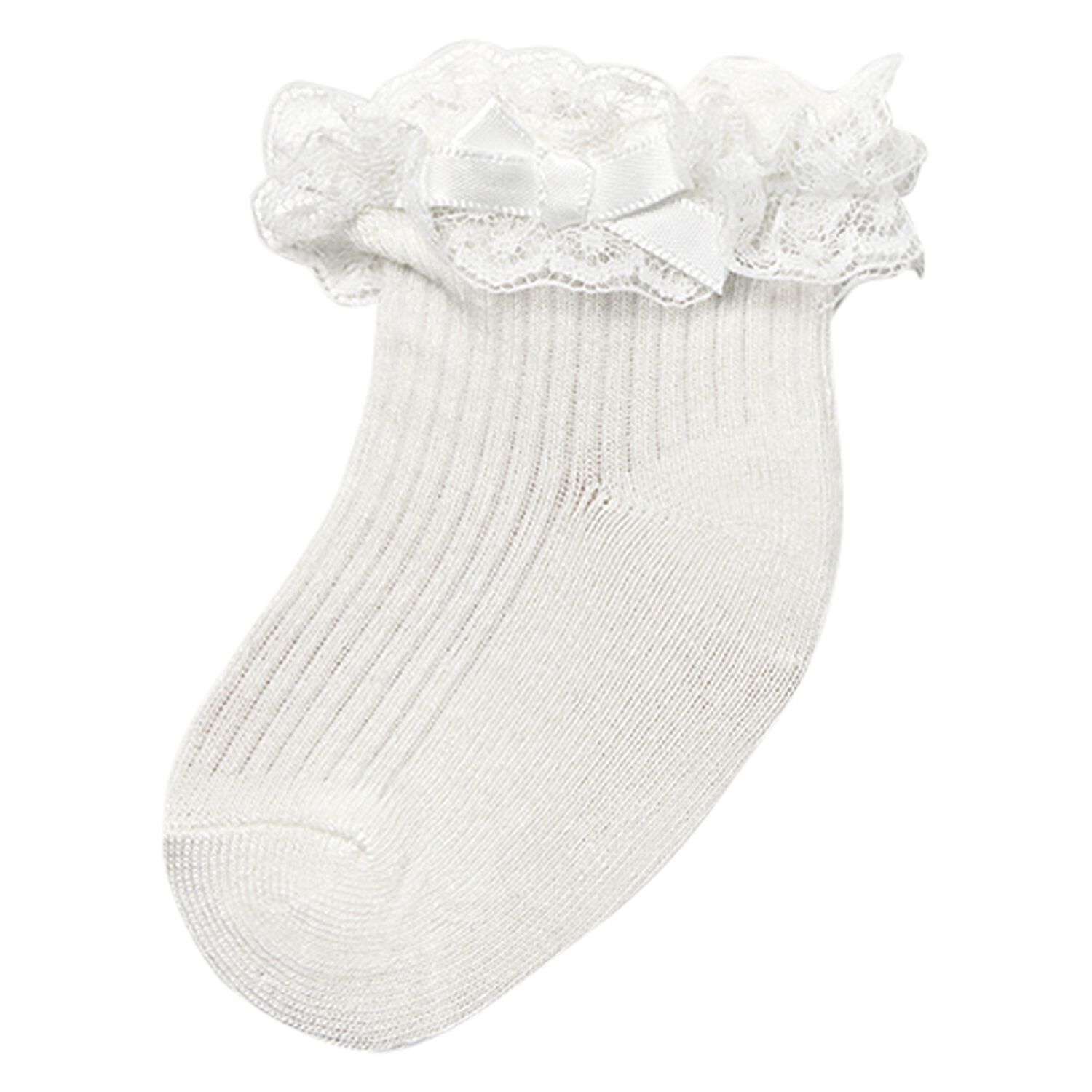Baby Girls Ivory Lace Socks, 1, hi-res