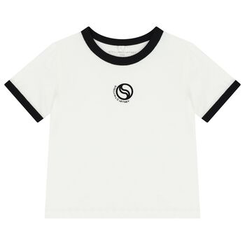 Girls White & Black Logo T-Shirt