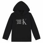 Boys Black Logo Hoodie, 1, hi-res