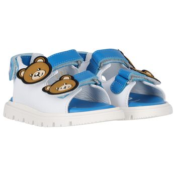 White & Blue Teddy Bear Sandals