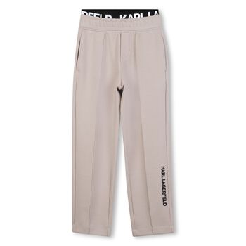Boys Beige Logo Trousers