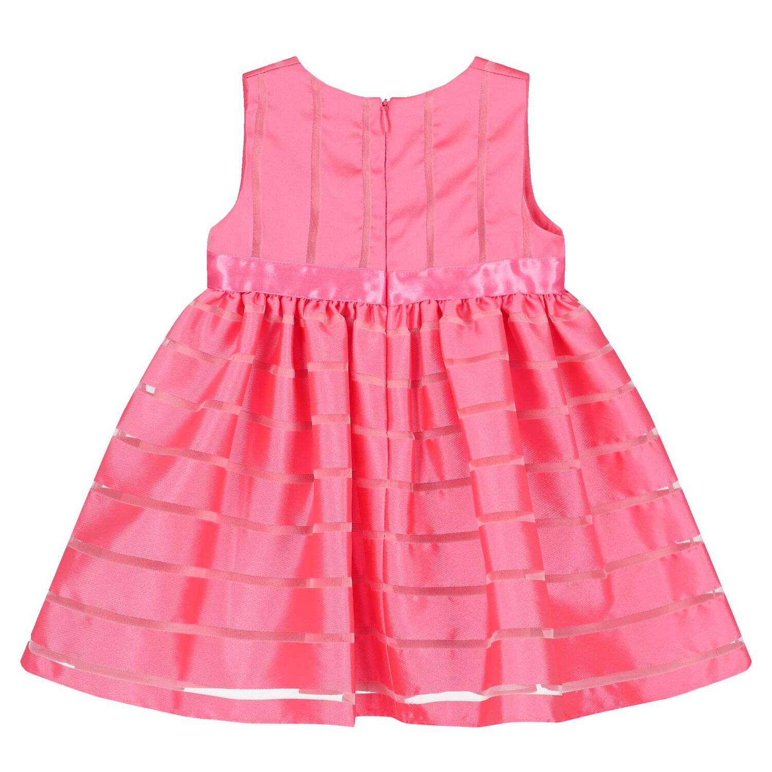 Younger Girls Pink Satin & Organza Dress, 2, hi-res image number null
