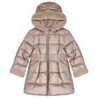 Girls Metallic Pink Puffer Coat, 1, hi-res