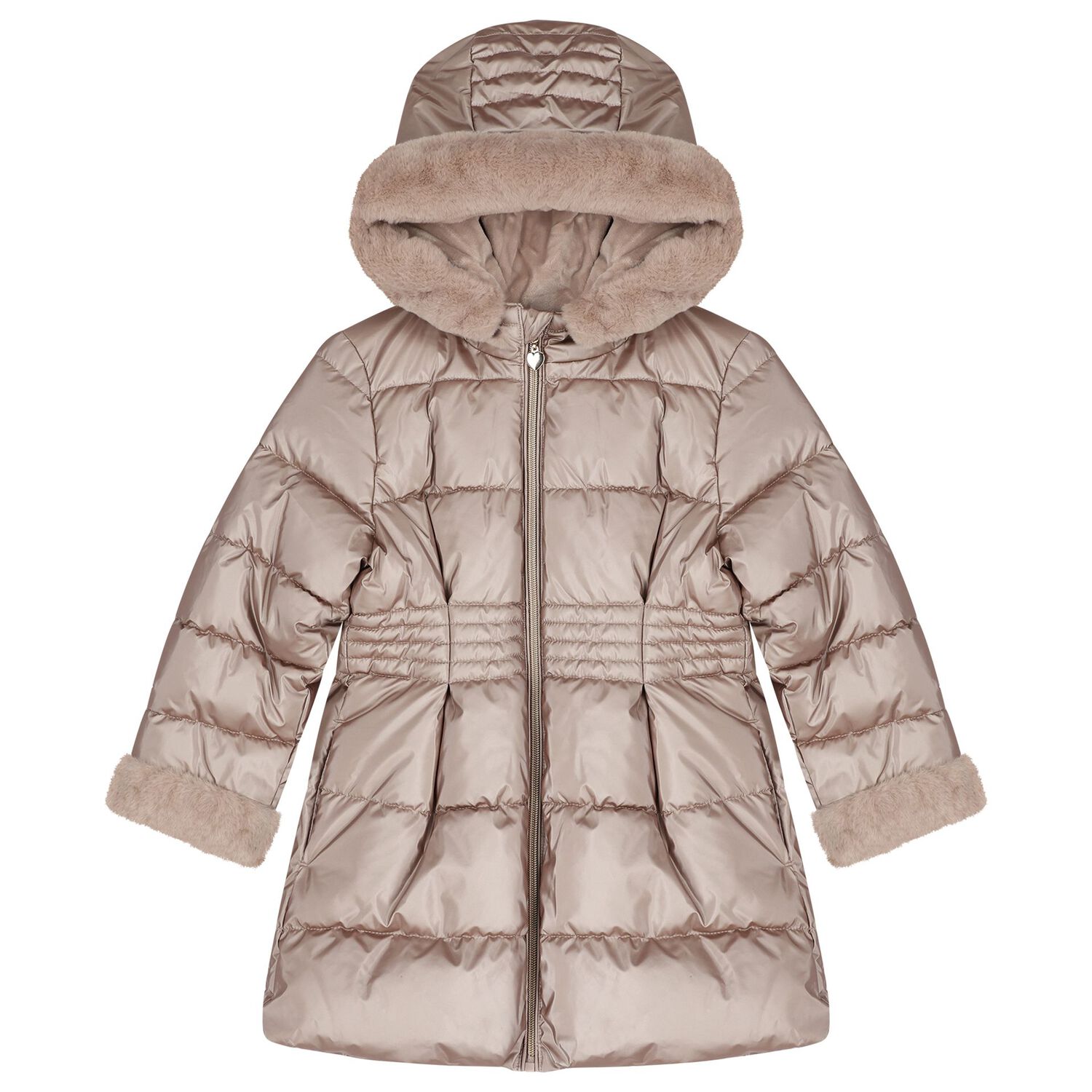 Girls Metallic Pink Puffer Coat, 1, hi-res