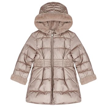 Girls Metallic Pink Puffer Coat