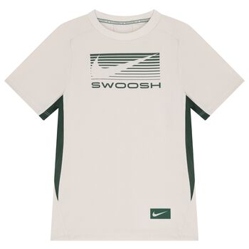 Boys Beige & Green Logo T-Shirt