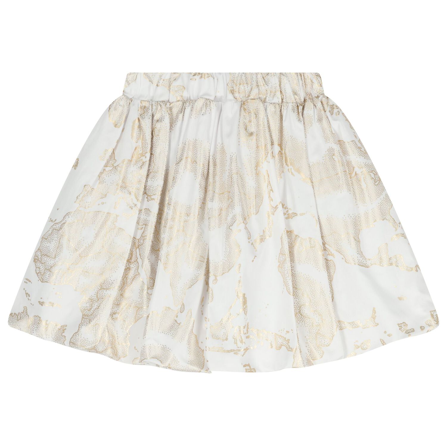 Girls White & Gold Geo Map Skirt Set, 1, hi-res