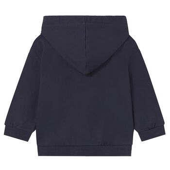 Younger Boys Navy Blue Polar Animals Hooded Zip Up Top