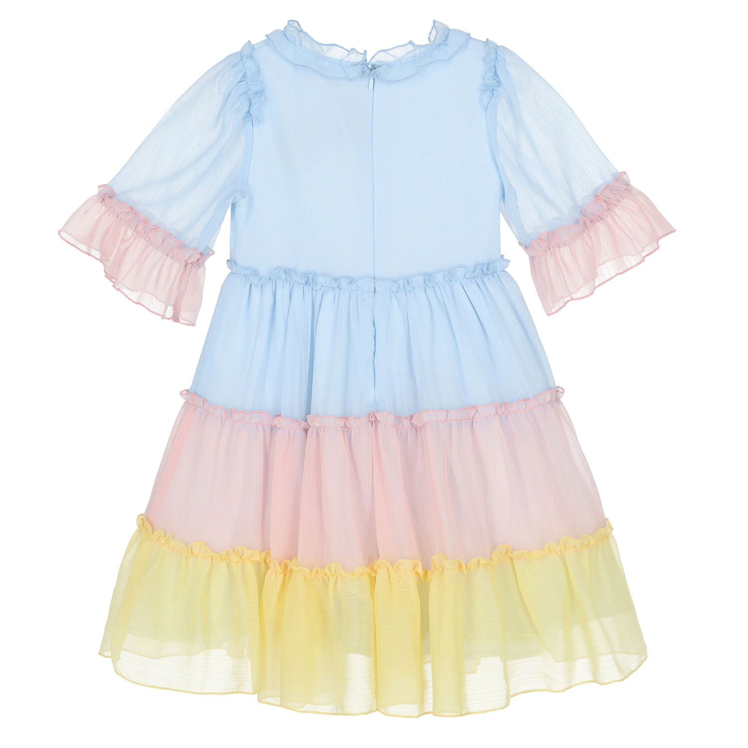 Girls Pink & Blue Chiffon Dress, 1, hi-res