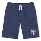 Boys Navy Blue Logo Shorts, 1, hi-res