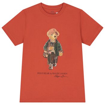 Boys Orange Polo Bear T-Shirt