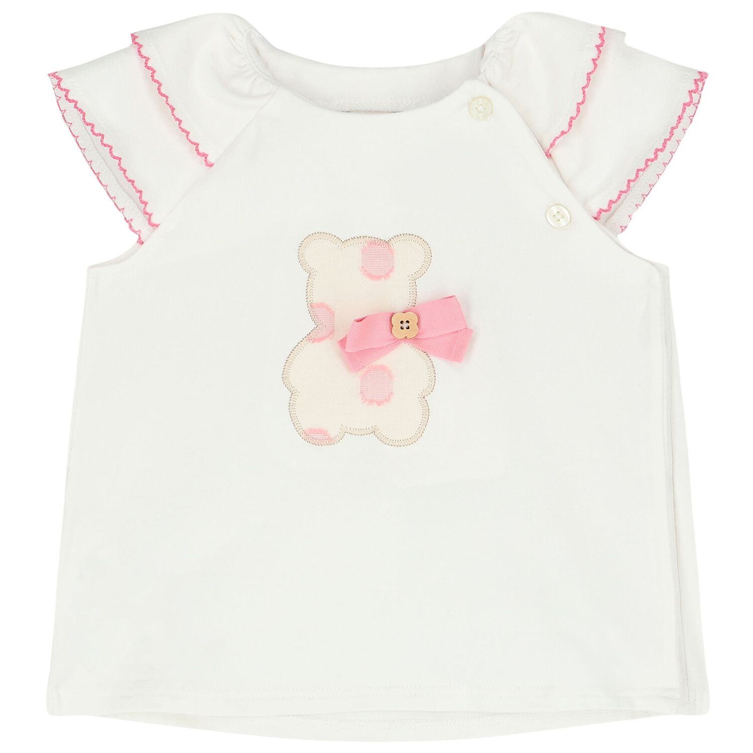 Baby Girls White Teddy bear Shorts Set, 1, hi-res image number null