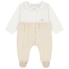 Baby Girls Ivory & Beige Logo Babygrow, 1, hi-res