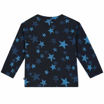 Younger Boys Navy Stars Long Sleeve Top