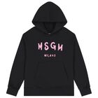 Girls Black Logo Hooded Top, 3, hi-res