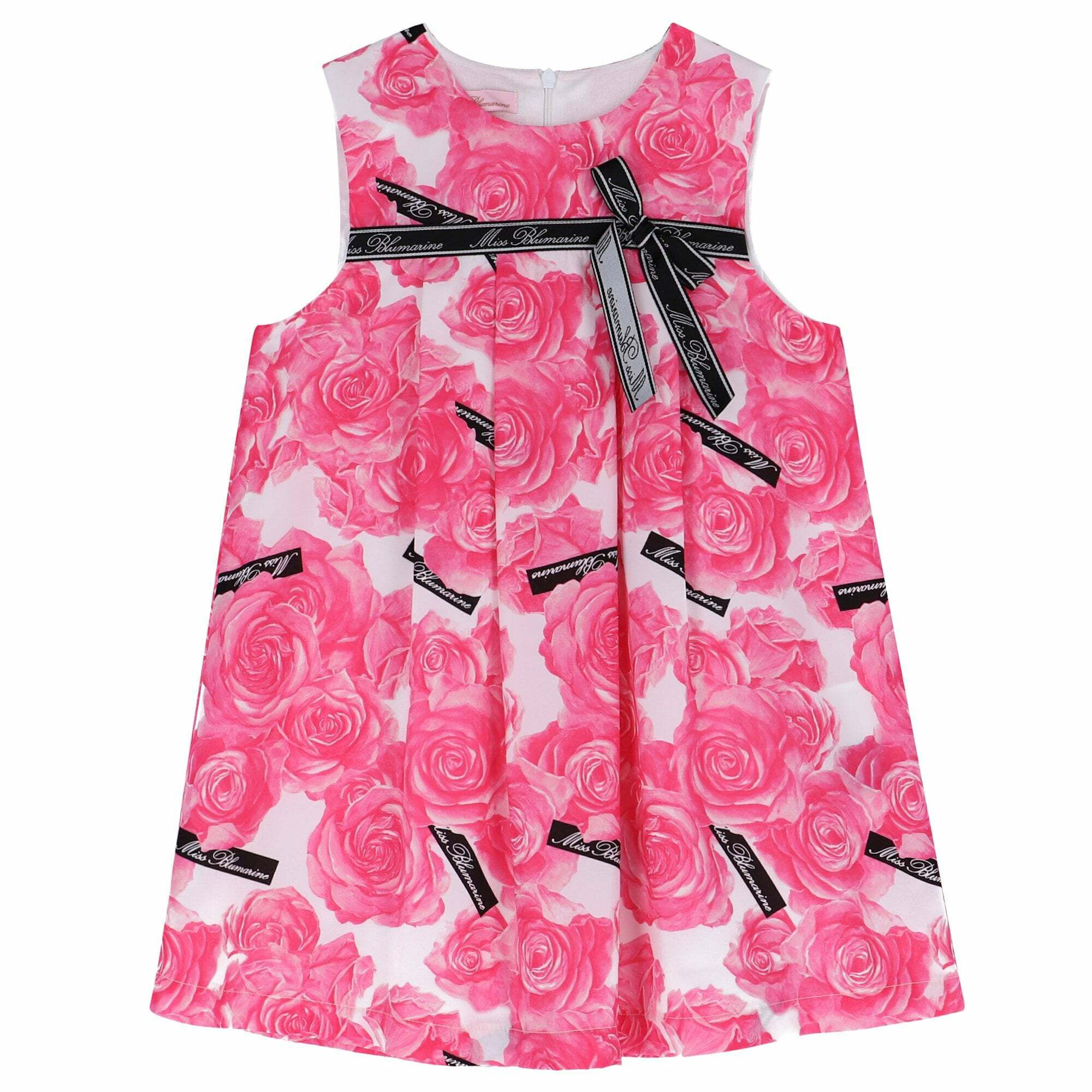 Miss Blumarine Girls Pink Floral Print Dress | Junior Couture