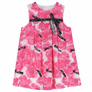 Girls Pink Floral Print Dress