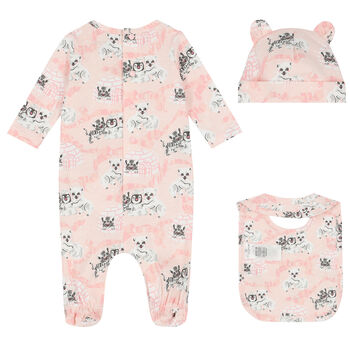 Baby Girls Pink Logo Babygrow Set