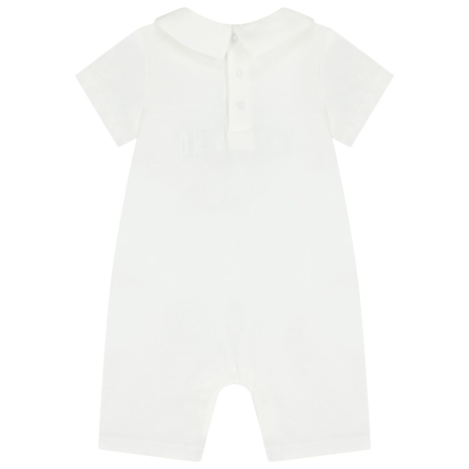 White Teddy Bear Logo Baby Romper, 1, hi-res