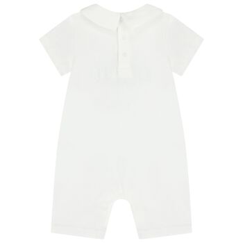 White Teddy Bear Logo Baby Romper