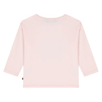 Younger Girls Pink & Gold Teddy Bear Logo Long Sleeve Top 