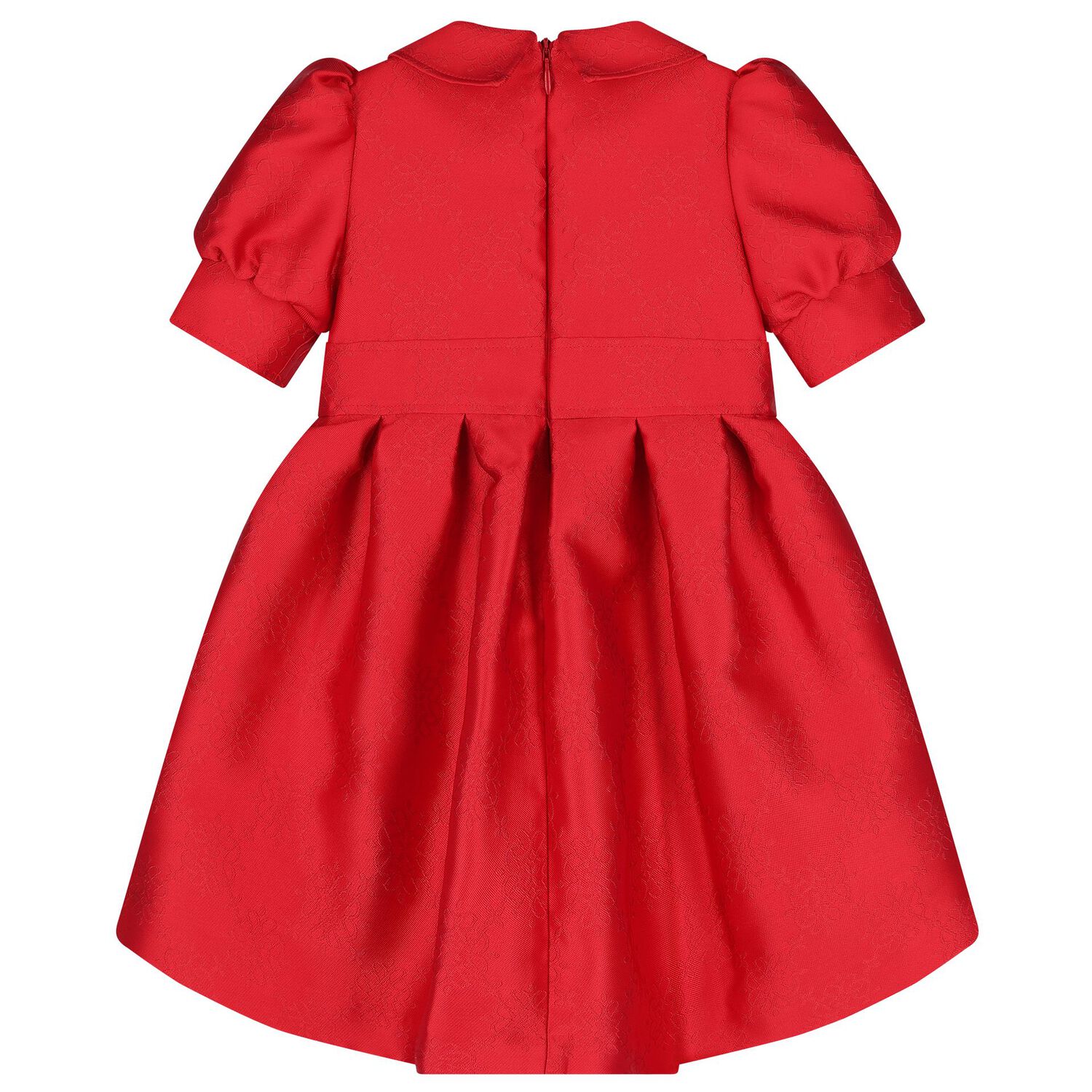 Bany Girls Red Satin Jacquard Logo Dress, 1, hi-res