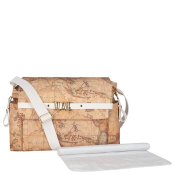 Beige Geo Map Baby Changing Bag
